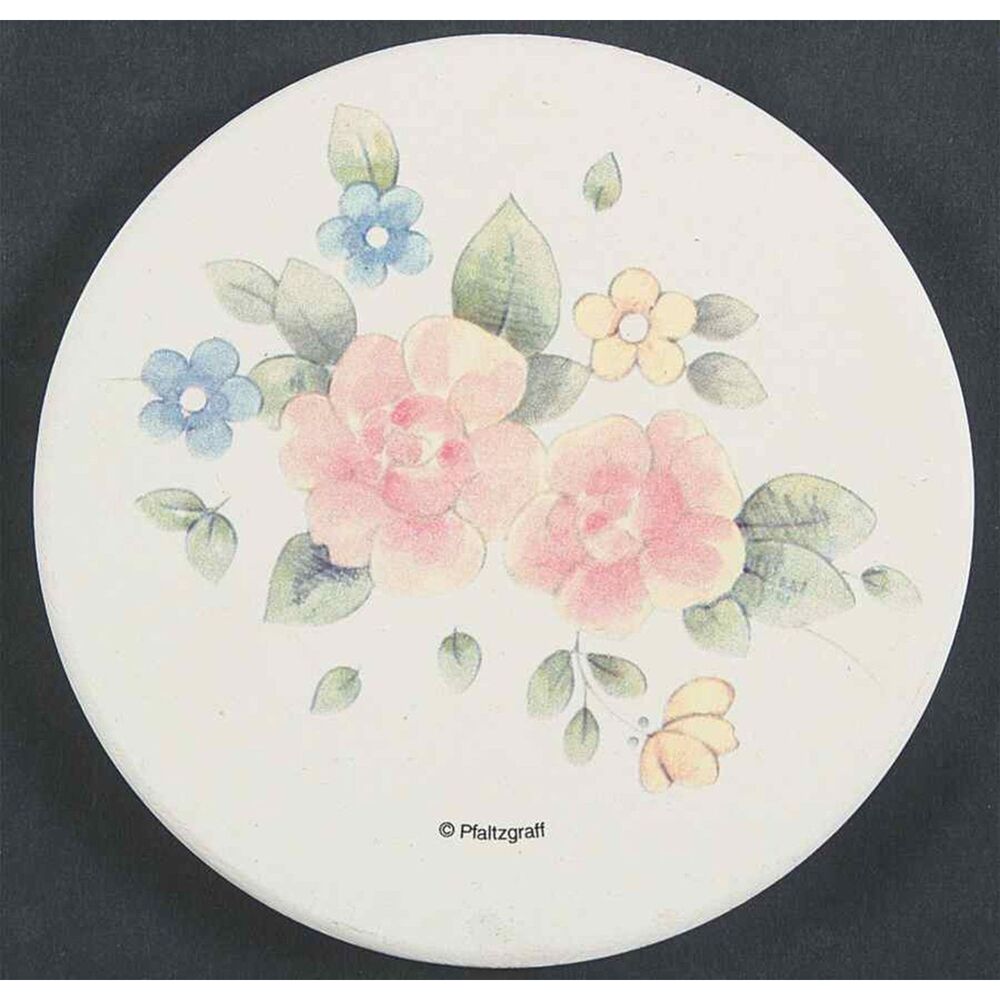 Pfaltzgraff Tea Rose Cork Back Round Coaster Set of 4 Preowned Gently Used